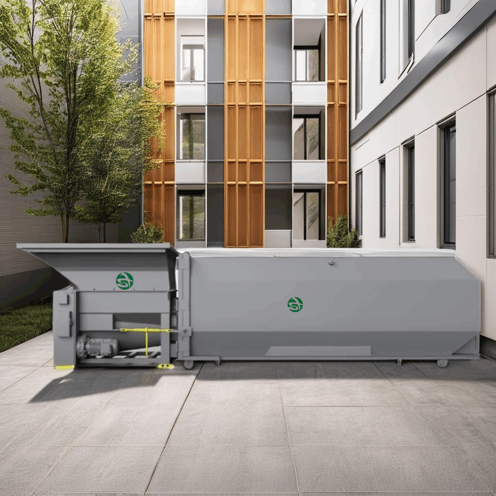Spiral garbage compactor for community use